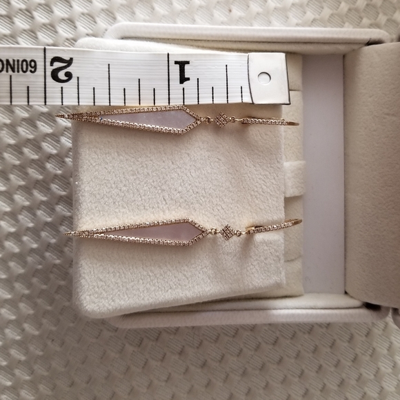 Mother of Pearl Dagger Earrings w/ Pave Diamonds - Picture 3 of 5